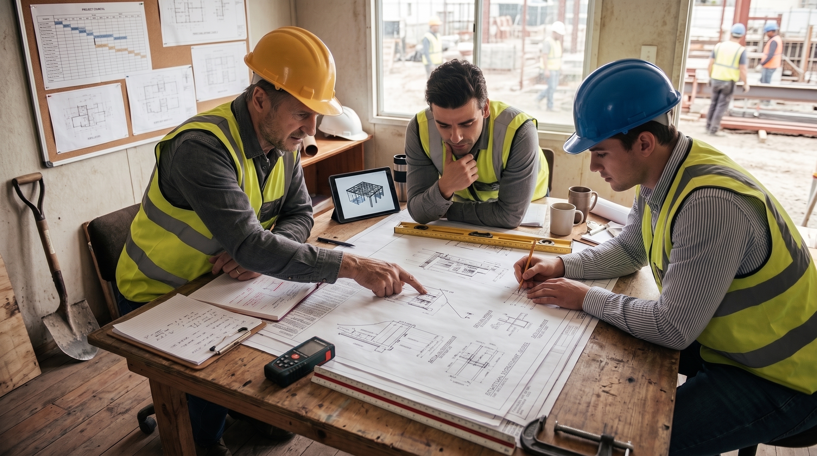 TRD Builders engineers reviewing project plans
