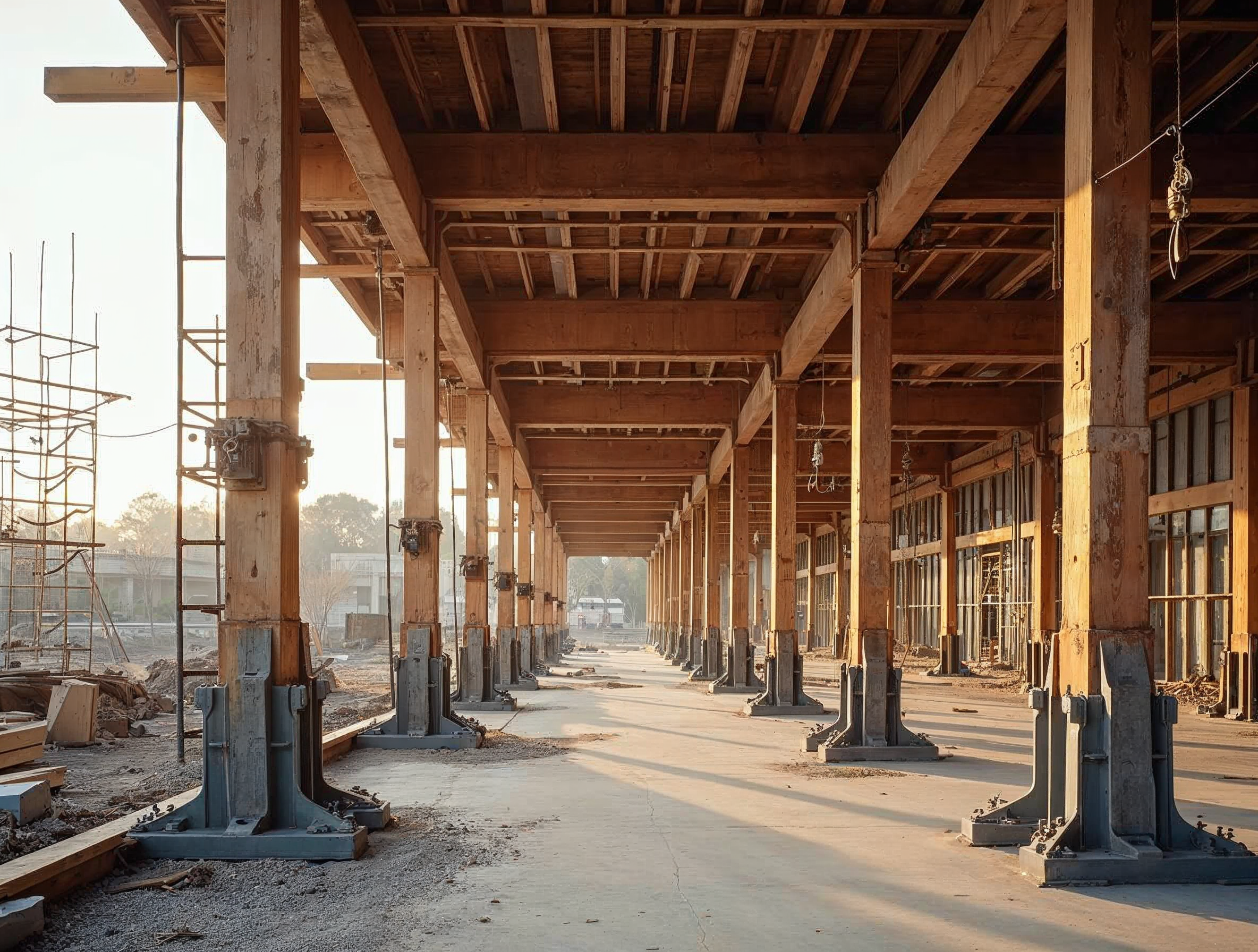 Shoring and needle beam installation in a Manhattan pre-war renovation